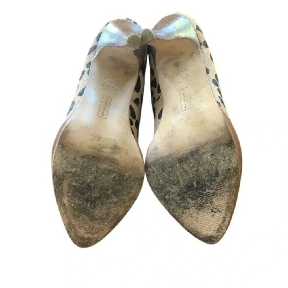 STEVEN by Steve Madden LeMore Leopard Print Calf Hair Heels Wood Platform Size 8